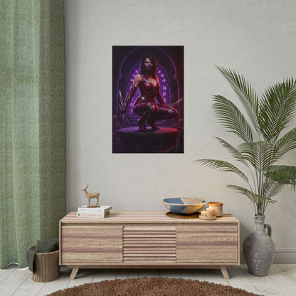 Mileena Mortal Kombat Poster – Iconic Fighting Game Villain Heroine Art on display in modern gaming room wall