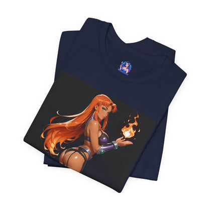 Starfire-T-Shirt mit Grafik | DC Comics-T-Shirt für Otakus und Cosplay-Fans | Sexy Alien-Heldin-Shirt