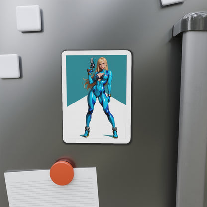 Samus Aran Magnet – Sci-Fi-Jägerin-Kühlschrankmagnet, Anime-Gaming-Dekoration
