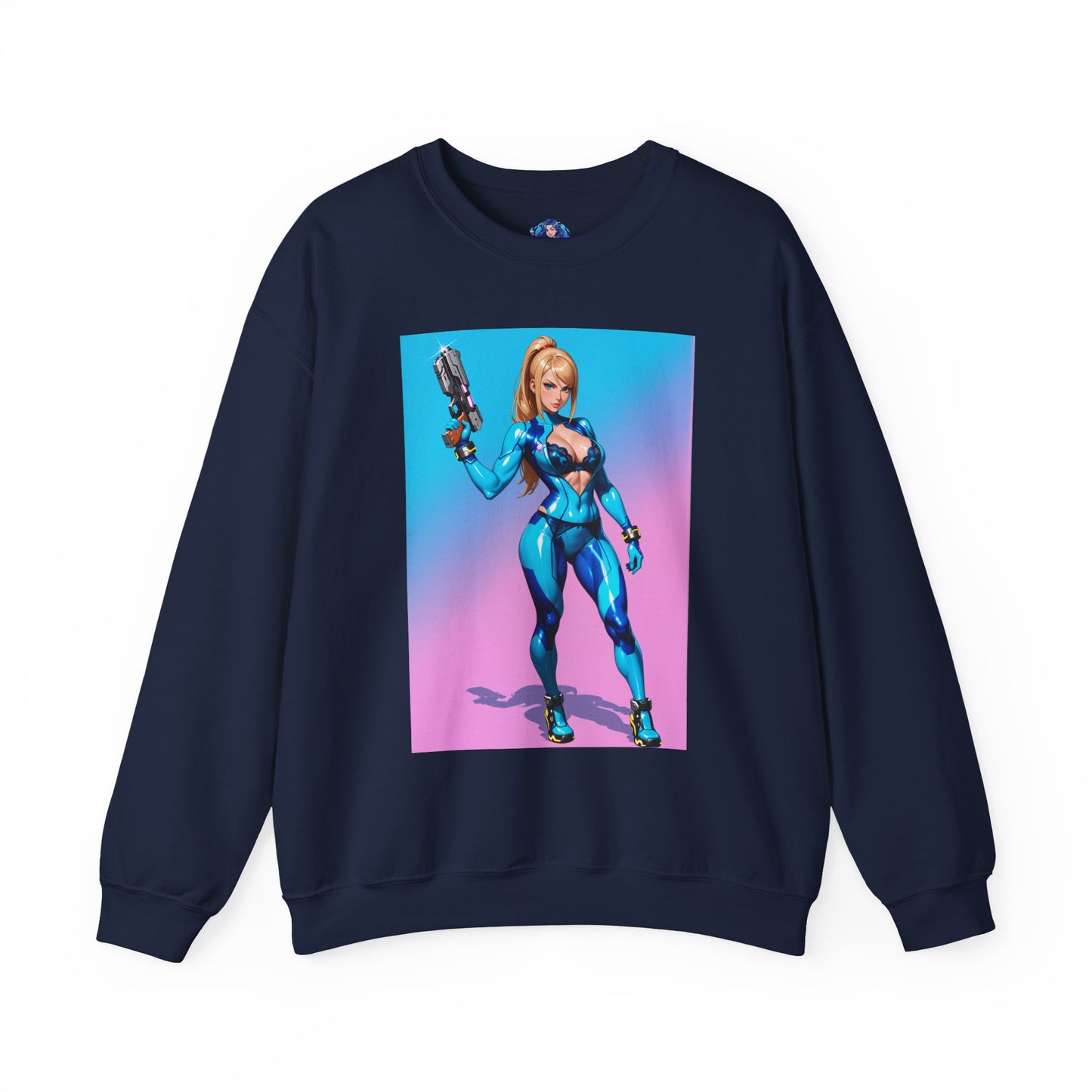 Samus Aran Sweatshirt, Power Suit Rundhalsausschnitt, Premium Sci-Fi Gaming Streetwear