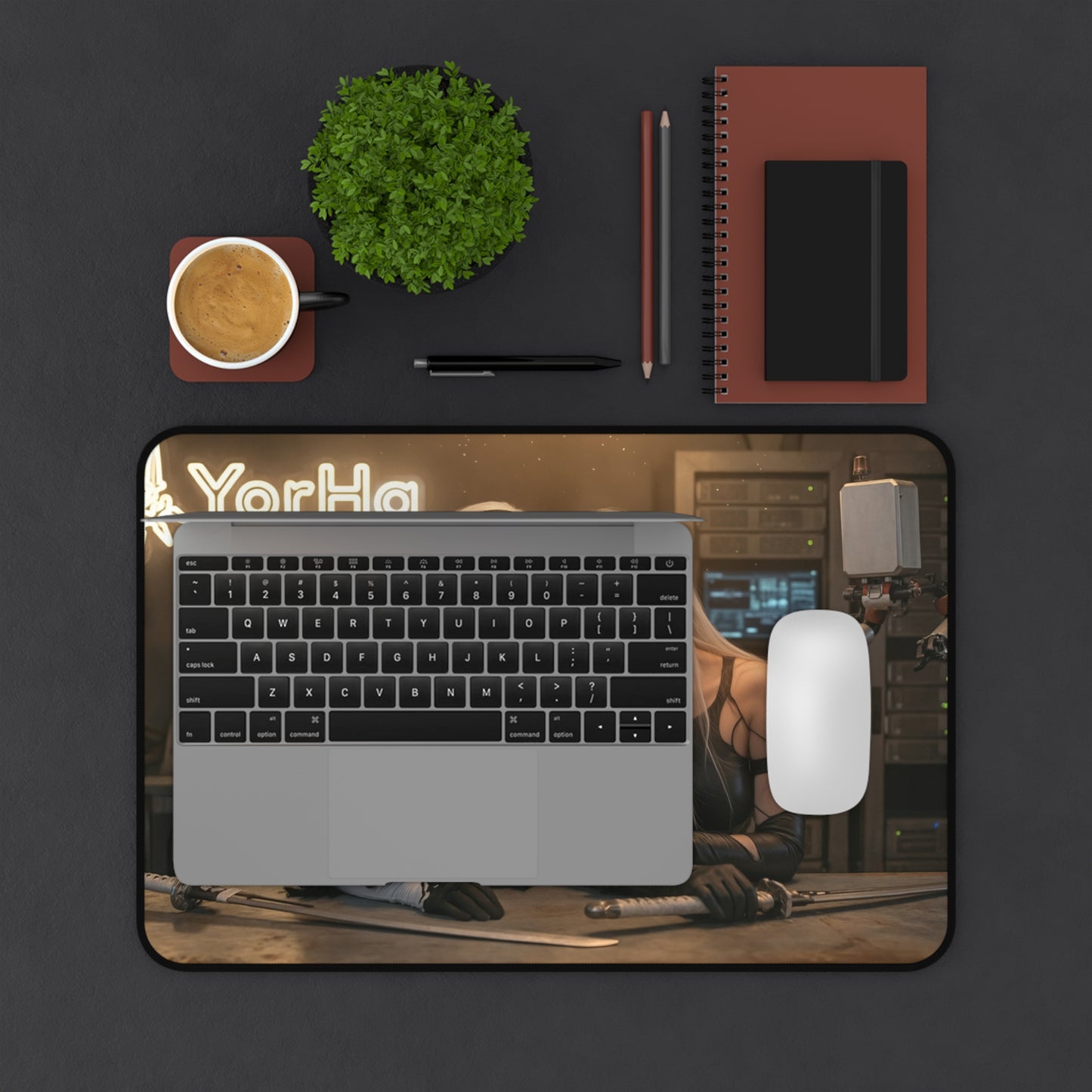 2B and A2 Gaming Mouse Pad, Nier Automata Desk Mat, Anime Android Girl Setup