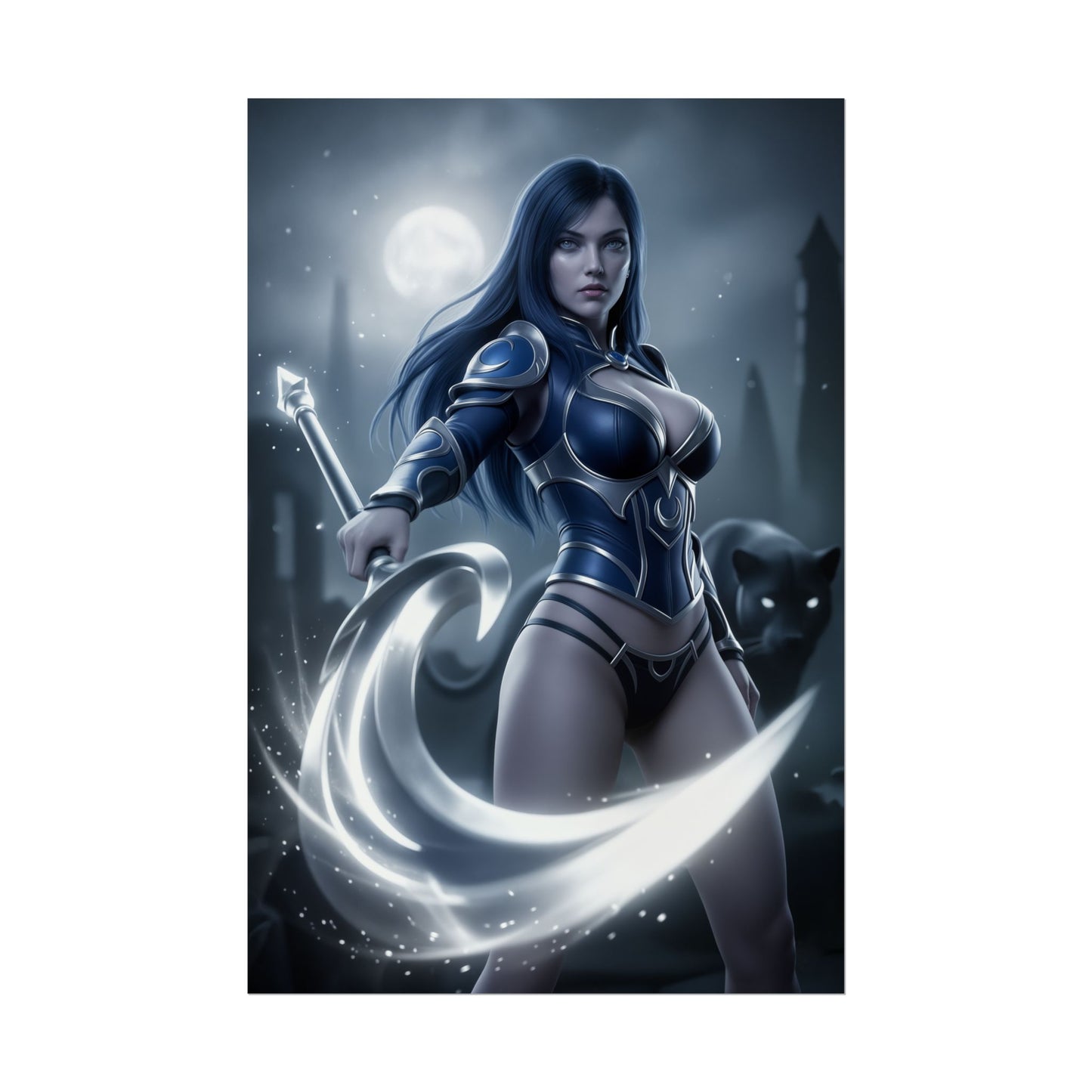 Luna Dota 2 Poster, Dota 2 Wall Art Print, Moon Rider Girl Decor, Fantasy Game Wall Art, Gamer Gift