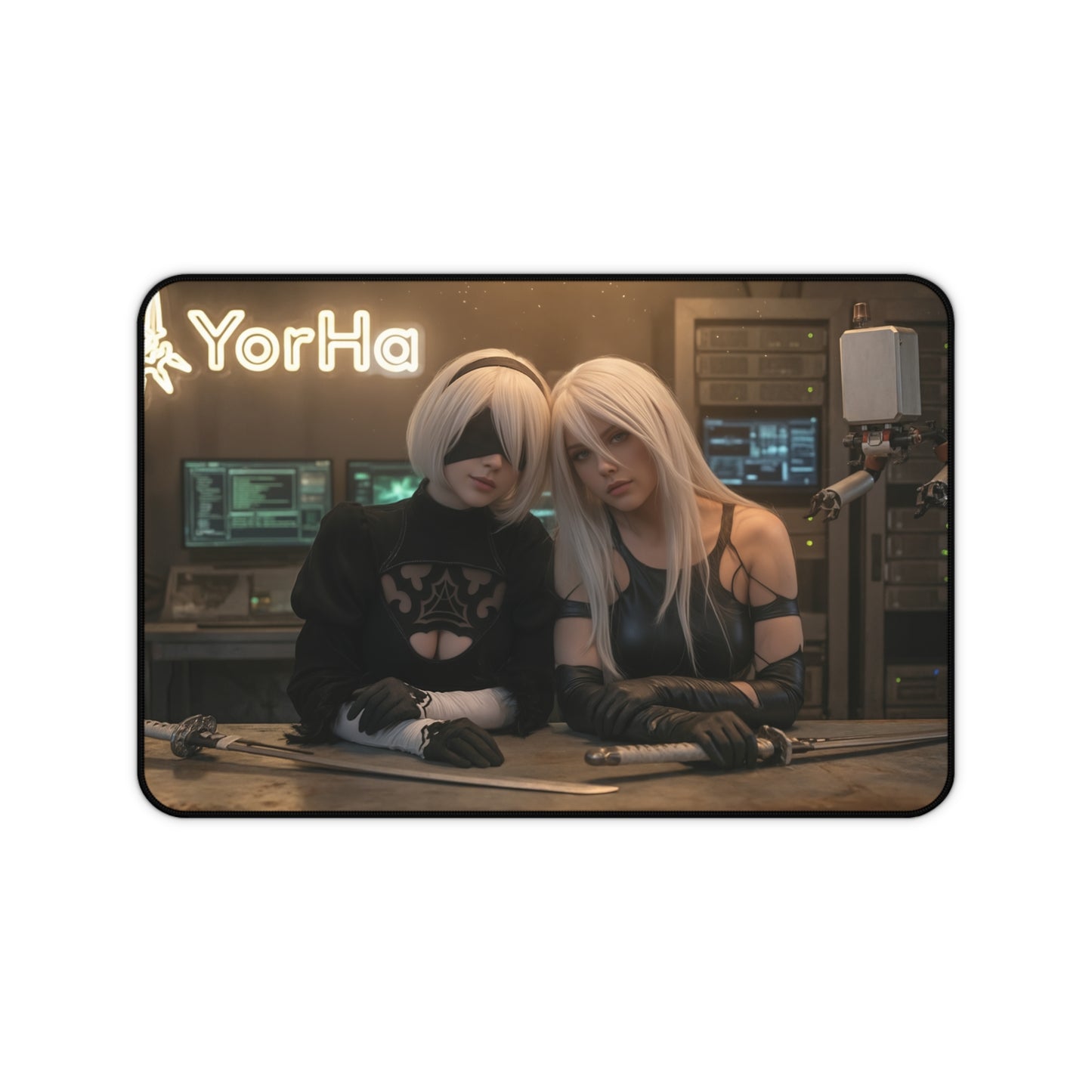 2B and A2 Gaming Mouse Pad, Nier Automata Desk Mat, Anime Android Girl Setup