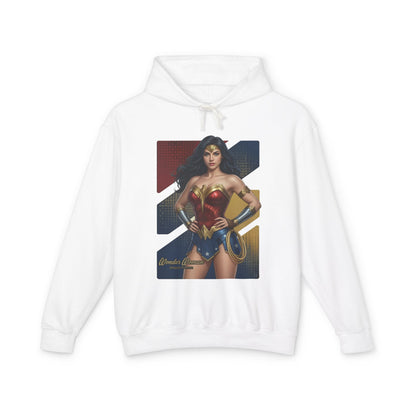 Wonder Woman Hoodie | DC Comics Hoodie | Anime Warrior Goddess Pullover - white cotton pullover with anime-style Wonder Woman graphic, streetwear fit