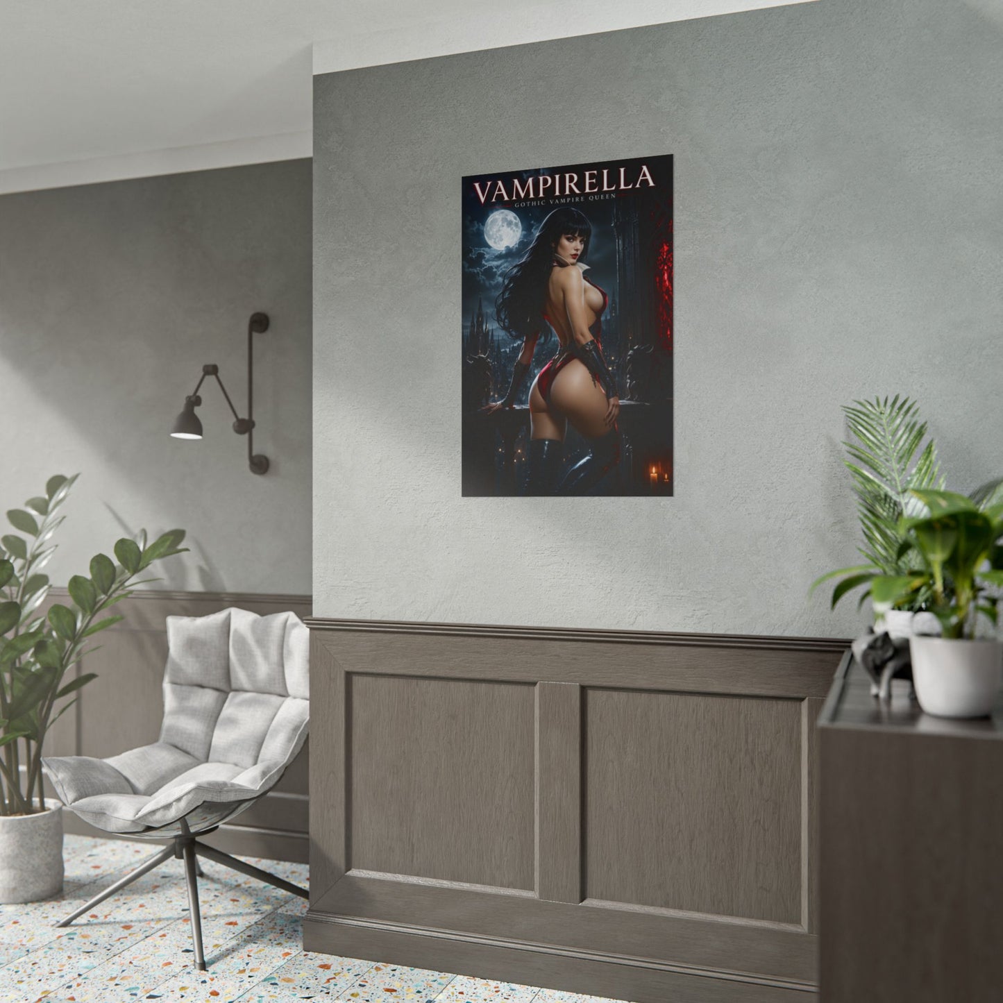 Vampirella Poster, Horror Wall Art, Gothic Print, Pin Up Decor