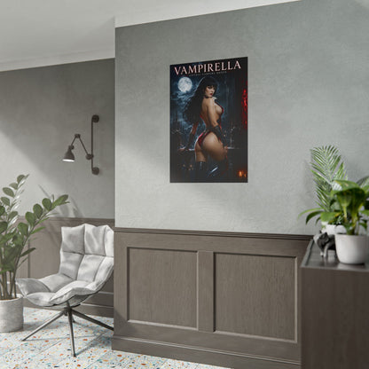 Vampirella Poster, Horror Wall Art, Gothic Print, Pin Up Decor