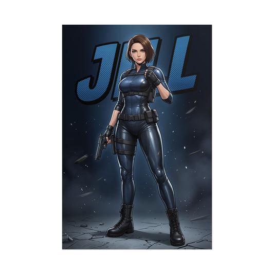 Jill Valentine Poster, Resident Evil Wall Art, Horror Game Print, Action Survivor Decor, Gamer Gift Idea
