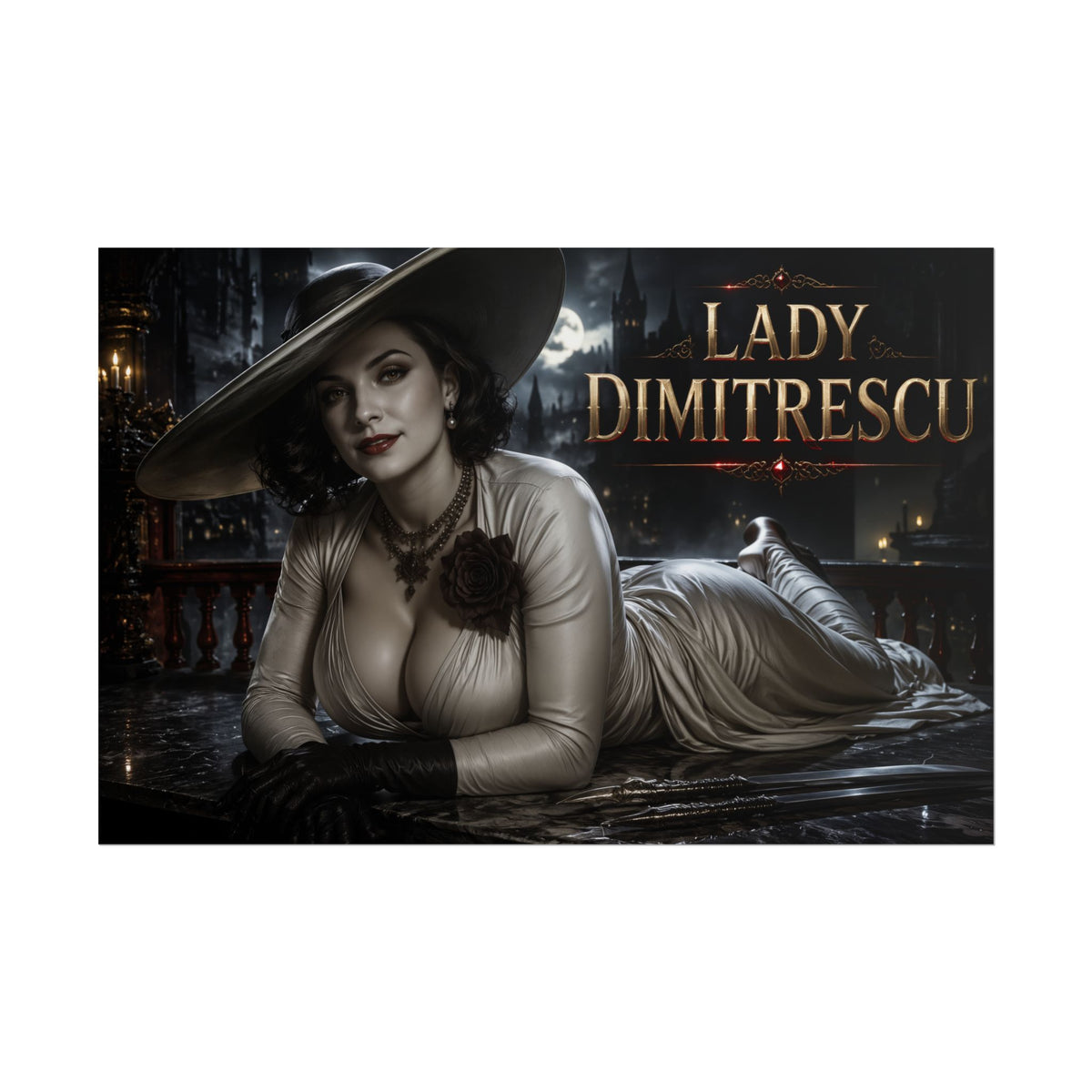 Lady Dimitrescu Character Poster Gaming Setup Wall Decor Collector Print