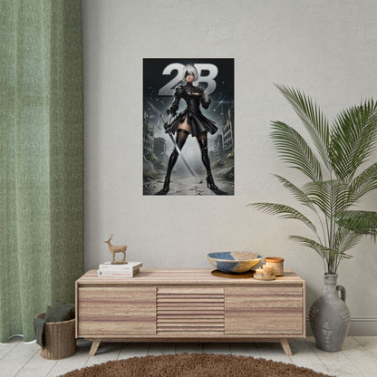 2B Nier Automata Art Print, Sci Fi Game Poster, Futuristic Woman Wall Decor, Gaming Room Setup, Gamer Gift