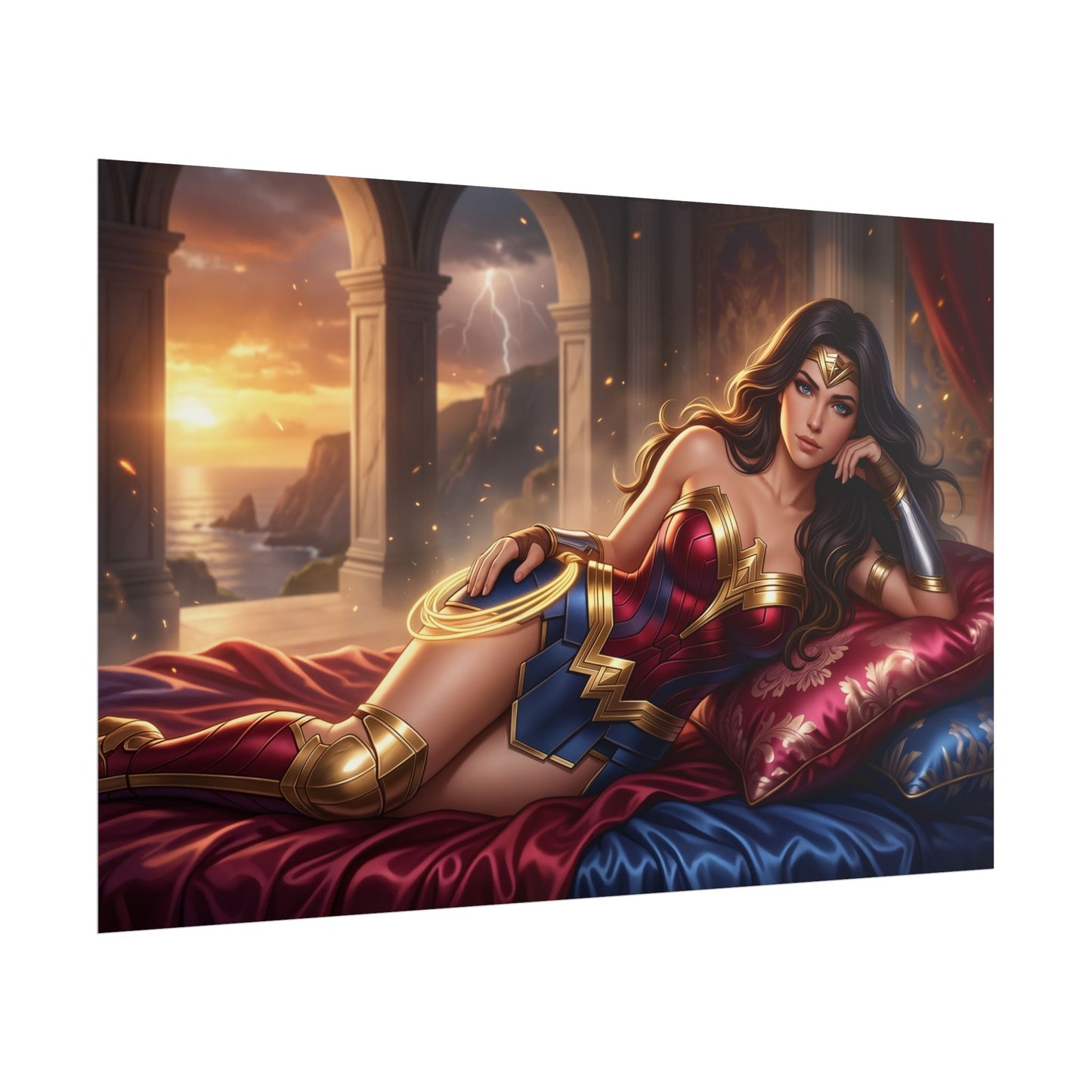 Wonder Woman Poster, Superhero Wall Art, Fantasy Print, Gamer Decor
