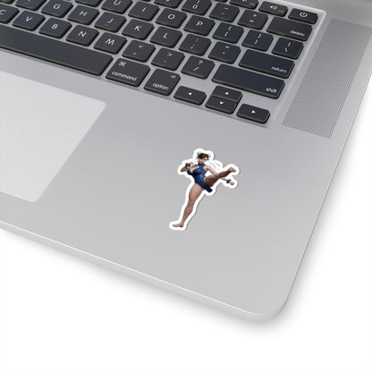 Chun-Li Sticker – Street Fighter Vinyl Sticker for Laptops & Indoor Decor: glossy durable vinyl laptop sticker showing Chun-Li kick