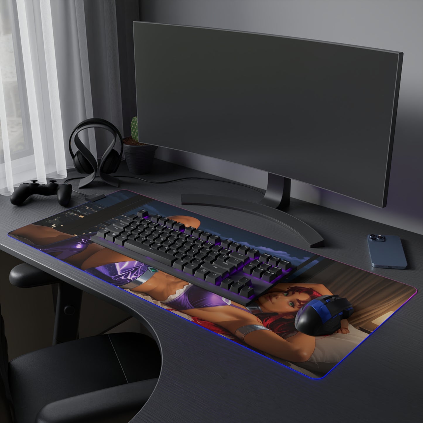 Килимок для столу Starfire – світлодіодний RGB-підсвітлювальний килимок, ігровий комплект для дівчат з аніме Waifu