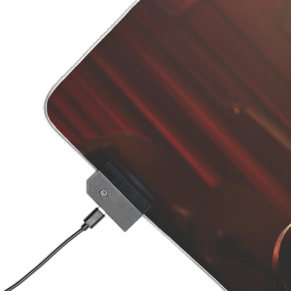 Black Canary Desk Mat – LED RGB Pad, Waifu Hero Anime Girl Setup wired LED controller corner close-up on black and red gaming desk mat