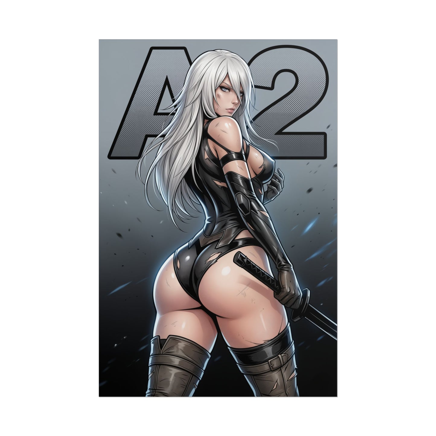 A2 Nier Automata Art Print, Sci Fi Action Poster, Android Warrior Girl Wall Decor, Gaming Room Art, Gamer Gift