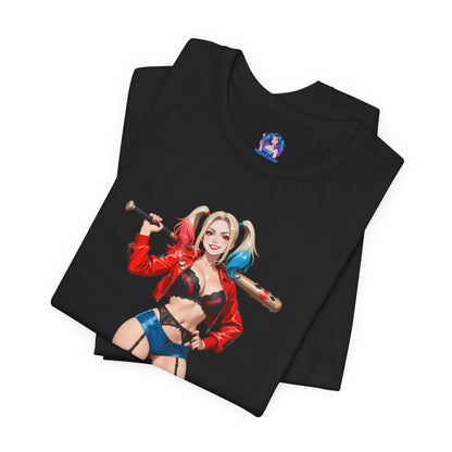 Harley Quinn Grafik-T-Shirt | DC-Bösewicht-T-Shirt für Anime- und Gaming-Fans | Waifu-Streetwear