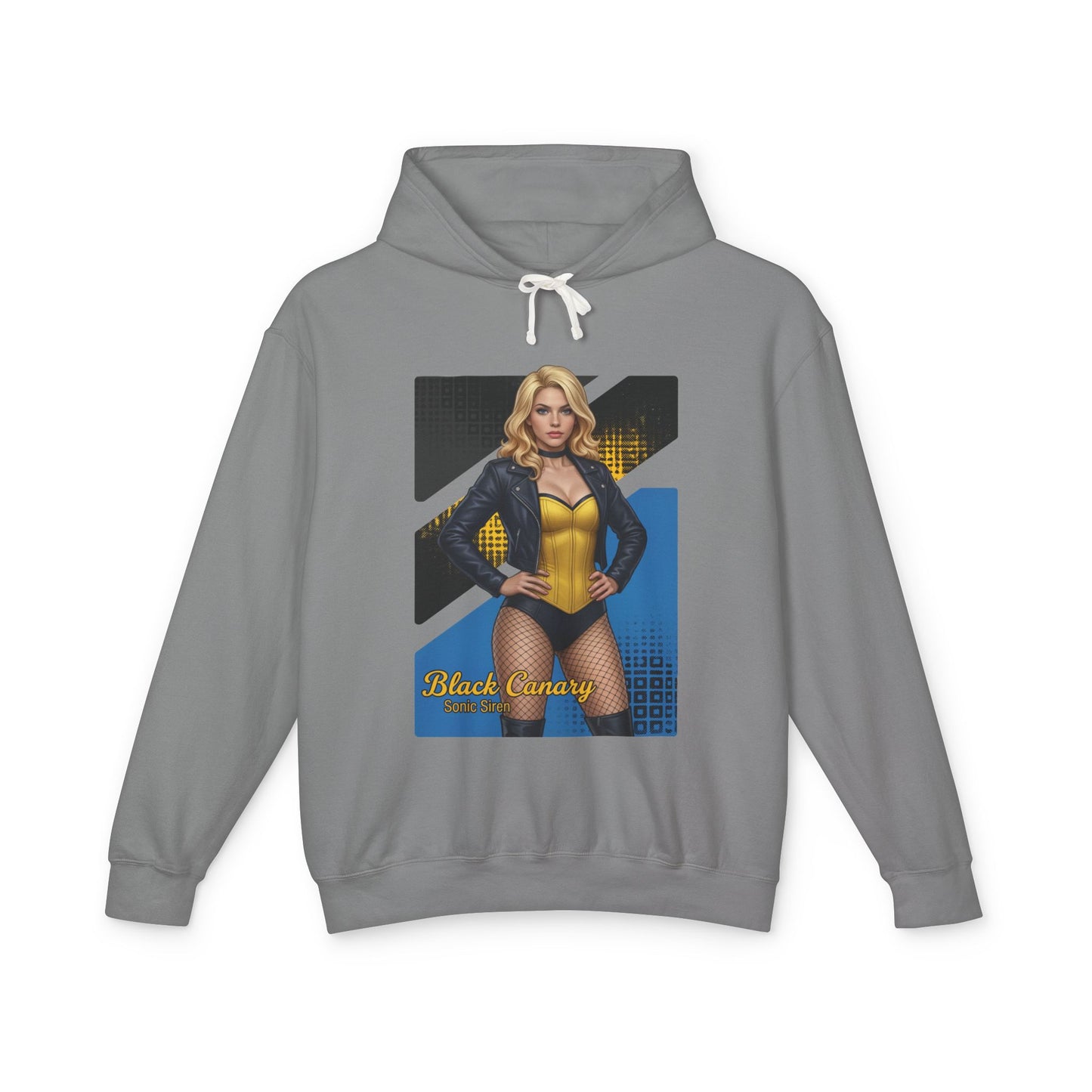 Black Canary Hoodie | DC Comics Hoodie | Anime Superheroine Pullover - gray pullover with anime-style Black Canary illustration