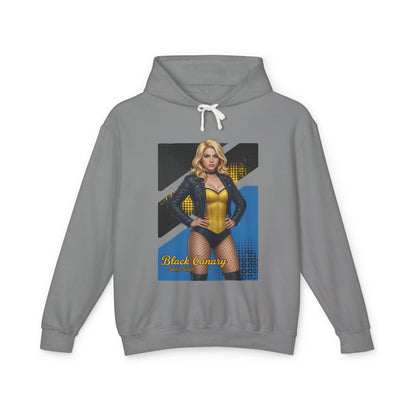 Black Canary Hoodie | DC Comics Hoodie | Anime Superheroine Pullover - gray pullover with anime-style Black Canary illustration