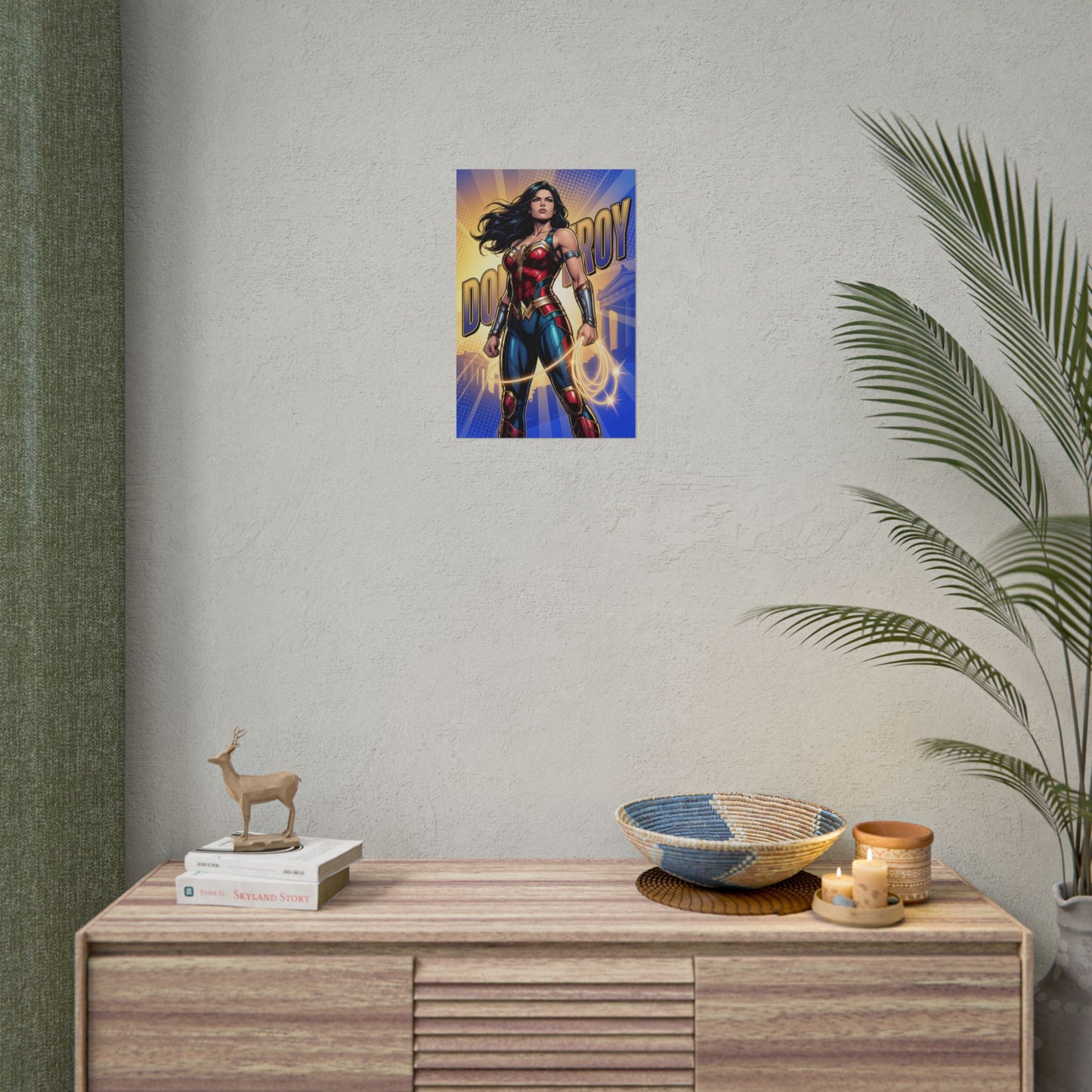Donna Troy Poster / Donna Troy Wall Art / Donna Troy Art Print / DC Comics Poster – vibrant Donna Troy poster on minimalist living room wall