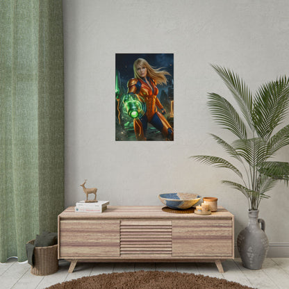 Samus Aran Art Print, Sci Fi Game Poster, Futuristic Warrior Girl Wall Decor, Gaming Room Decor, Gamer Gift