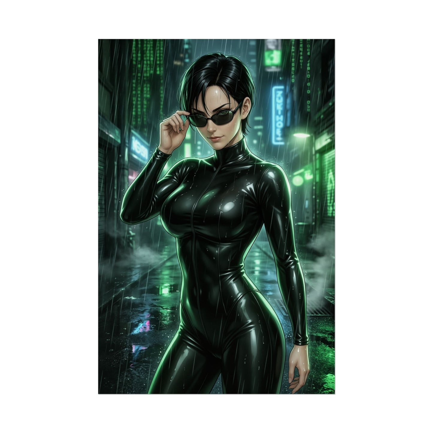 Trinity Matrix Poster Sci Fi Movie Wall Art Cyberpunk Woman Print Action Heroine Decor Gamer Room Gift