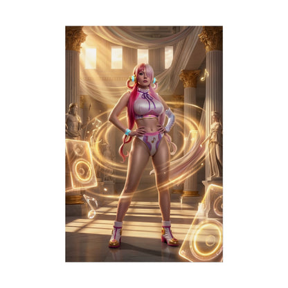 Uta Poster / Uta Wall Art / Uta Art Print / One Piece Poster - vibrant idol Uta in glowing musical energy and dramatic stage lighting