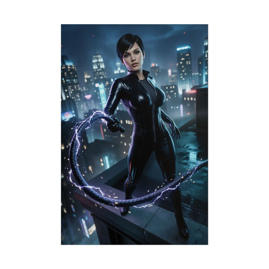 Catwoman Poster, DC Comics Wall Art Print, Comic Book Heroine Decor, Gotham Style Art, Gamer Room Decor