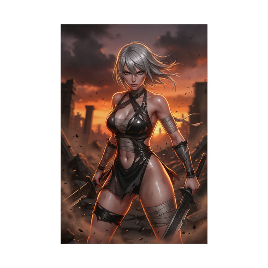 Kainé NieR Replicant Poster Anime RPG Wall Art White Hair Woman Print Fantasy Warrior Character Gaming Room Decor Gift