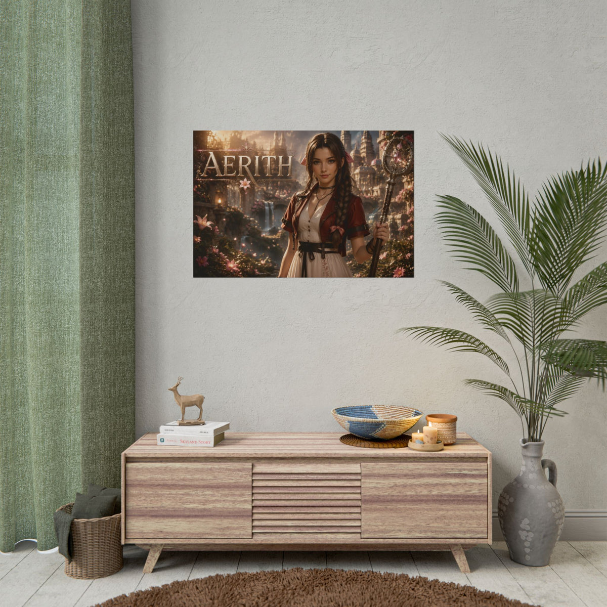 Aerith Gainsborough Character Poster Fantasy Room Wall Decor Collectible Art