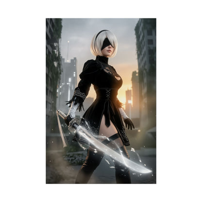 2B Nier Automata Art Print, Sci Fi Game Poster, Android Woman Wall Decor, Gamer Room Setup, Gift for Gamer