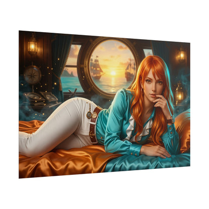 Nami One Piece Poster, Anime Art Print, Gaming Room Decor Poster