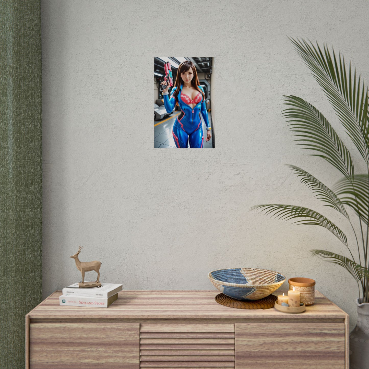 D.Va Anime Poster, Mecha Pilot Waifu Art Print, Gamer Room Wall Decoration