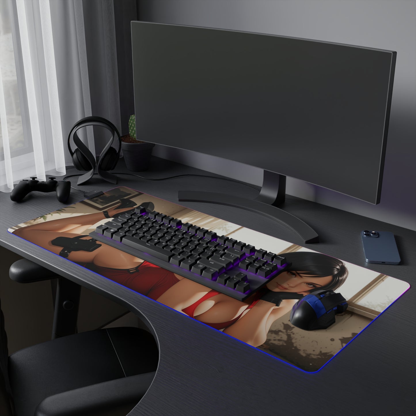 Килимок для столу Ada Wong – світлодіодний RGB-підсвітлювальний килимок, ігровий комплект для дівчат з аніме Waifu