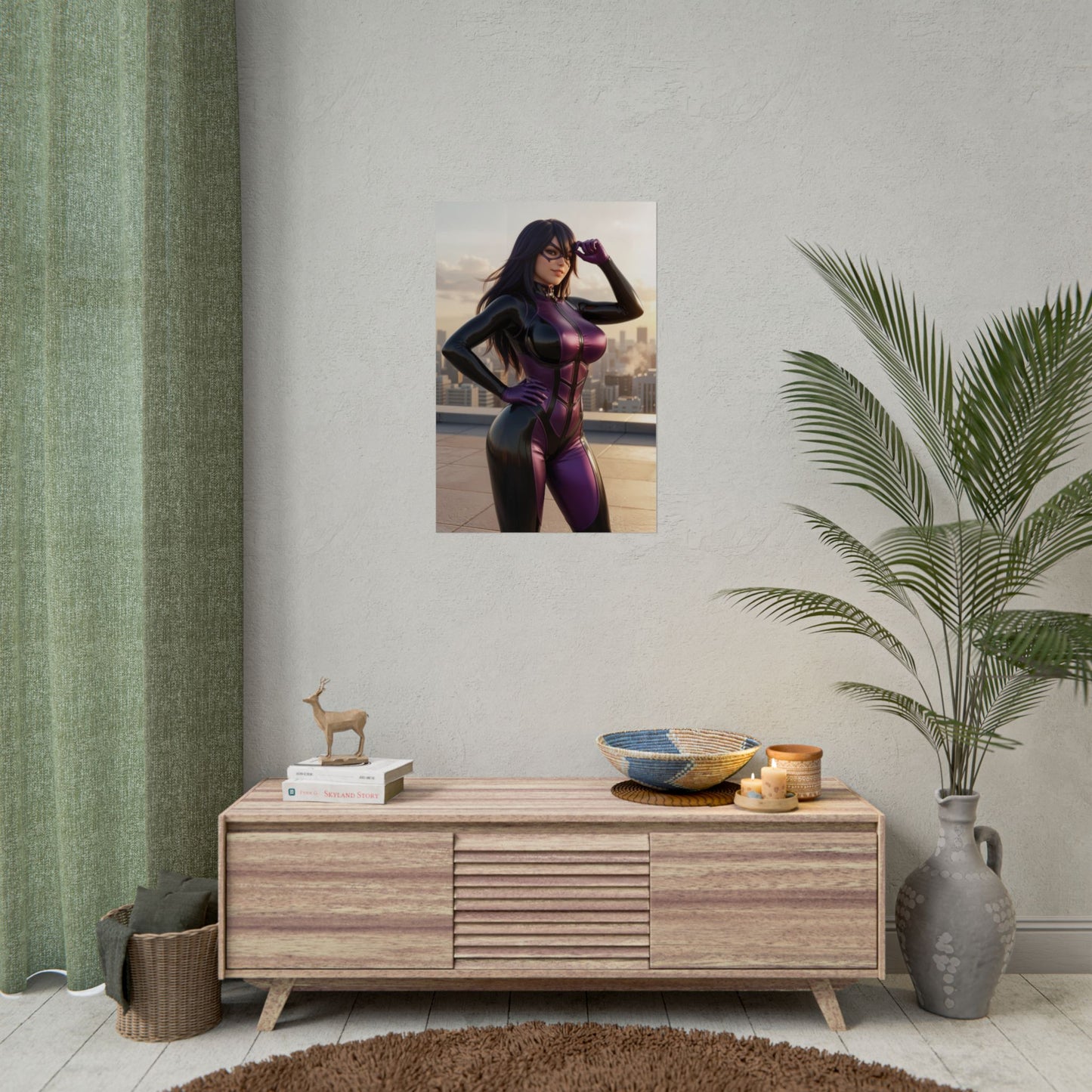 Midnight Poster, My Hero Academia Wall Art Print – Anime Decor on bedroom wall above console, hero-themed anime decor for gamers and collectors