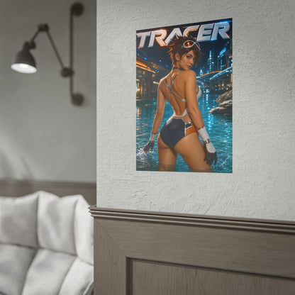 Tracer Character Poster Overwatch Gamer Gift Gaming Setup Wall Decor Print