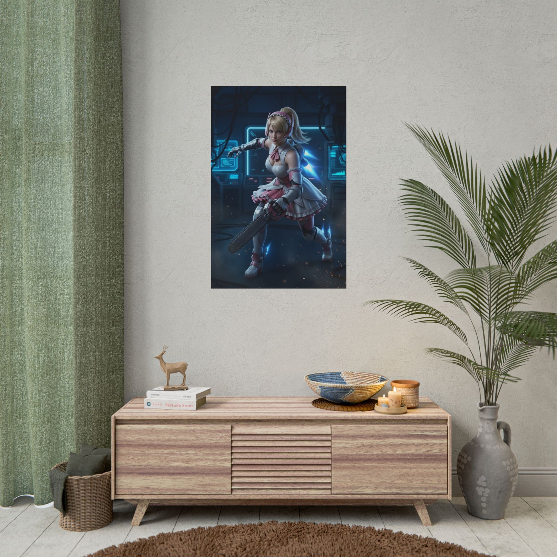 Alisa Bosconovitch Tekken Poster – Iconic Android Heroine Wall Art hanging in modern gaming room with vivid colors and high-resolution detail