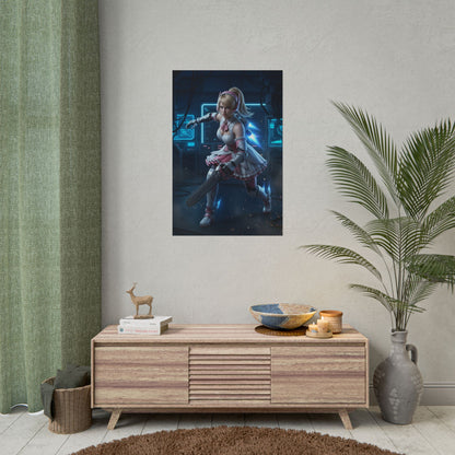 Alisa Bosconovitch Tekken Poster – Iconic Android Heroine Wall Art hanging in modern gaming room with vivid colors and high-resolution detail