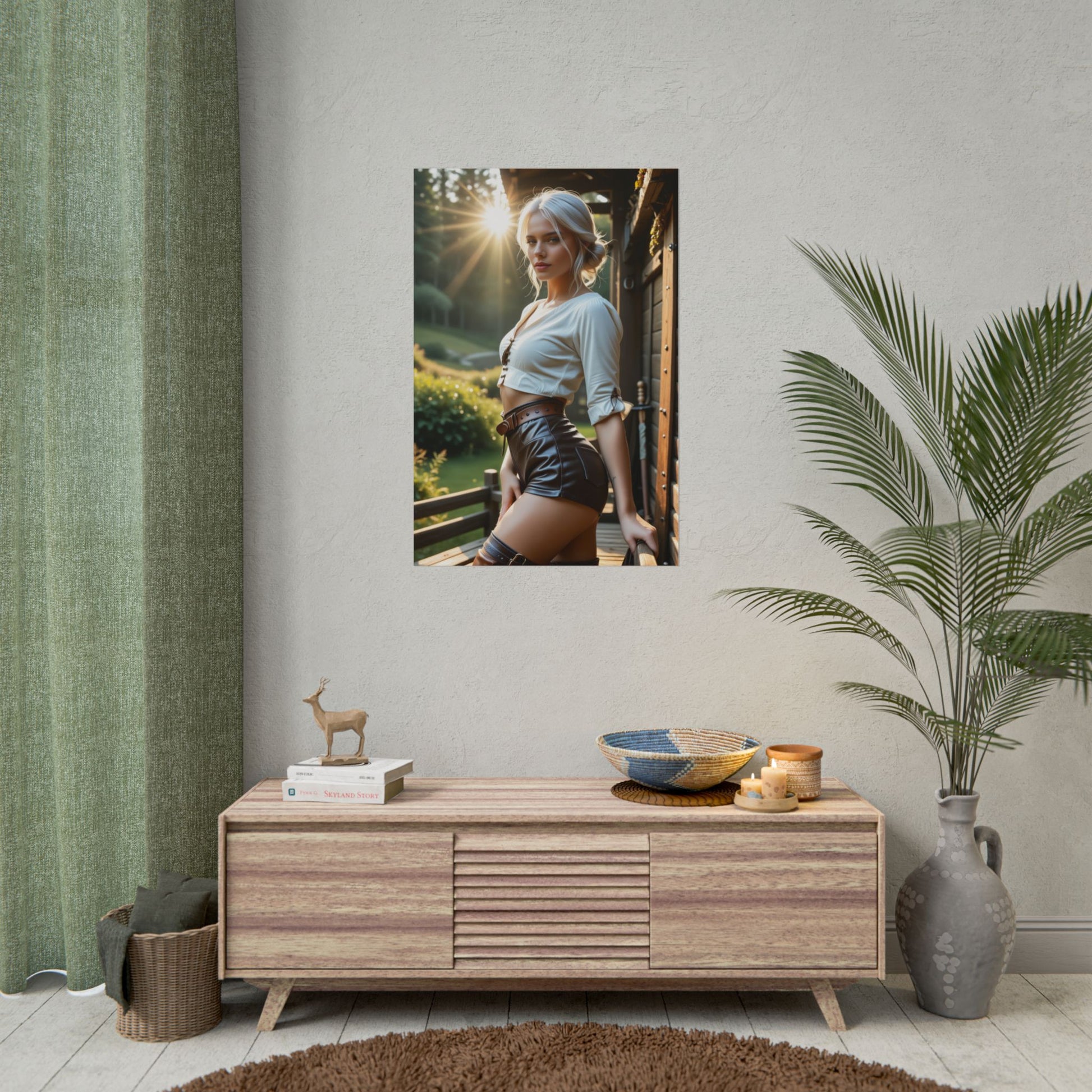 Ciri Heroine Poster – Epic Fantasy Wall Art for Fans and Collectors showcasing a high-res dramatic character print in a modern living room