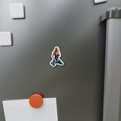 Samus Aran Magnet – Sci-Fi Game Heroine Fridge Magnet, Anime Style Decor: die-cut vinyl fridge magnet of Samus Aran in anime-style pose