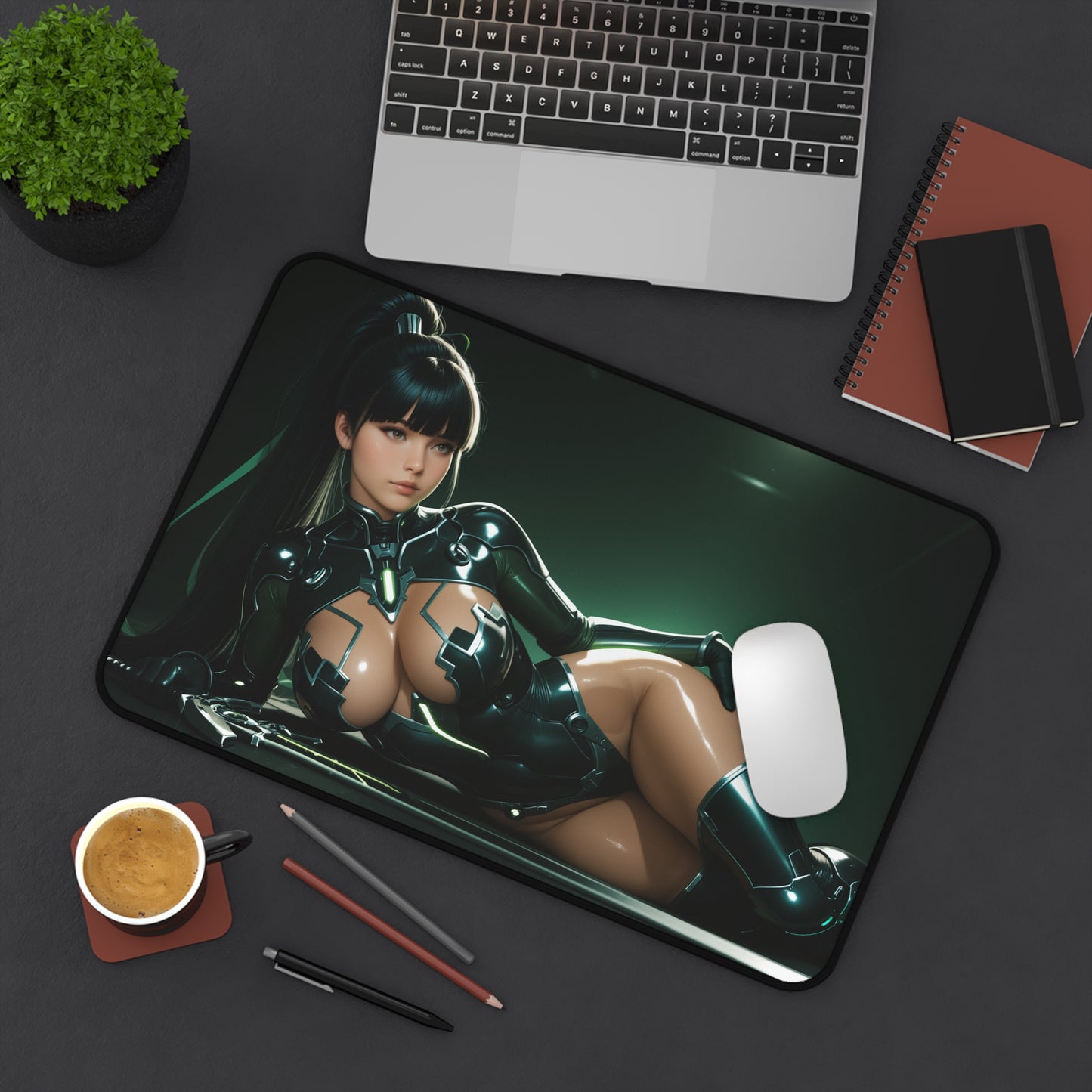 Eve Stellar Blade Schreibtischunterlage, futuristisches Sci-Fi-Helden-Mauspad, Cyberpunk-Gaming-Dekor