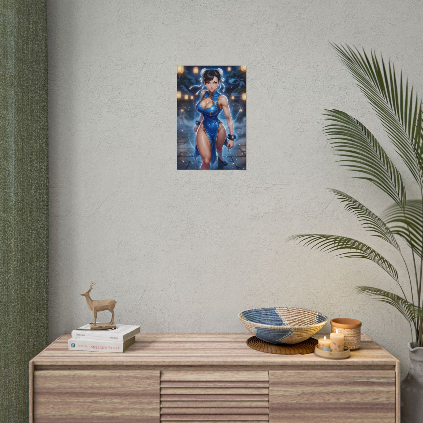 Chun Li Street Fighter Poster Martial Artist Woman Wall Art Blue Outfit Fighter Girl Print Gaming Room Decor Gift