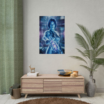 Cortana Halo Poster, Halo Wall Art Print, Sci Fi AI Woman Decor, Gaming Room Wall Art, Gamer Gift Idea