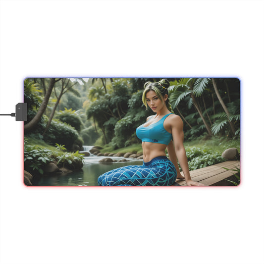 Jolyne Cujoh Schreibtischunterlage – LED RGB-Pad, elegantes Waifu-Anime-Mädchen-Setup