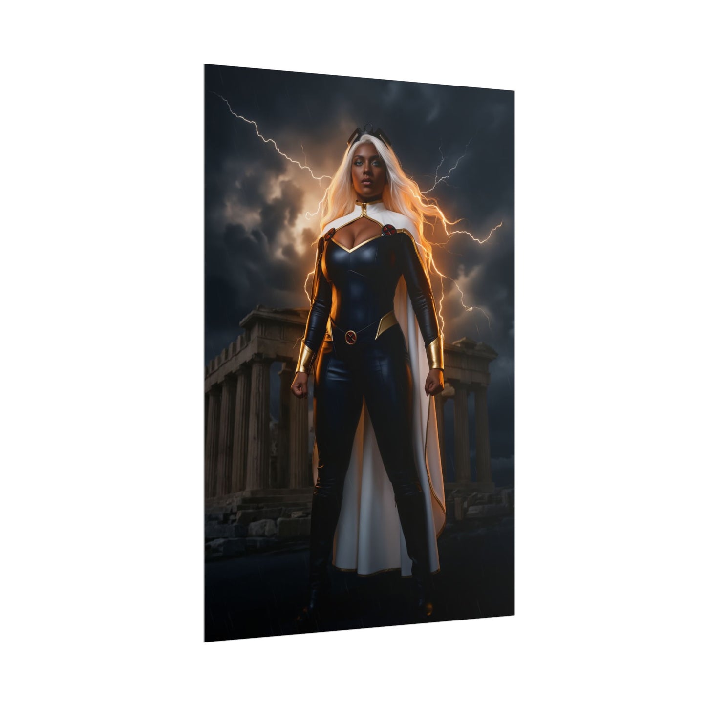 Storm Poster, Marvel X-Men Art Print, Iconic Weather Hero Wall Decor - dramatic Storm artwork with lightning, powerful mutant hero in modern superhero room
