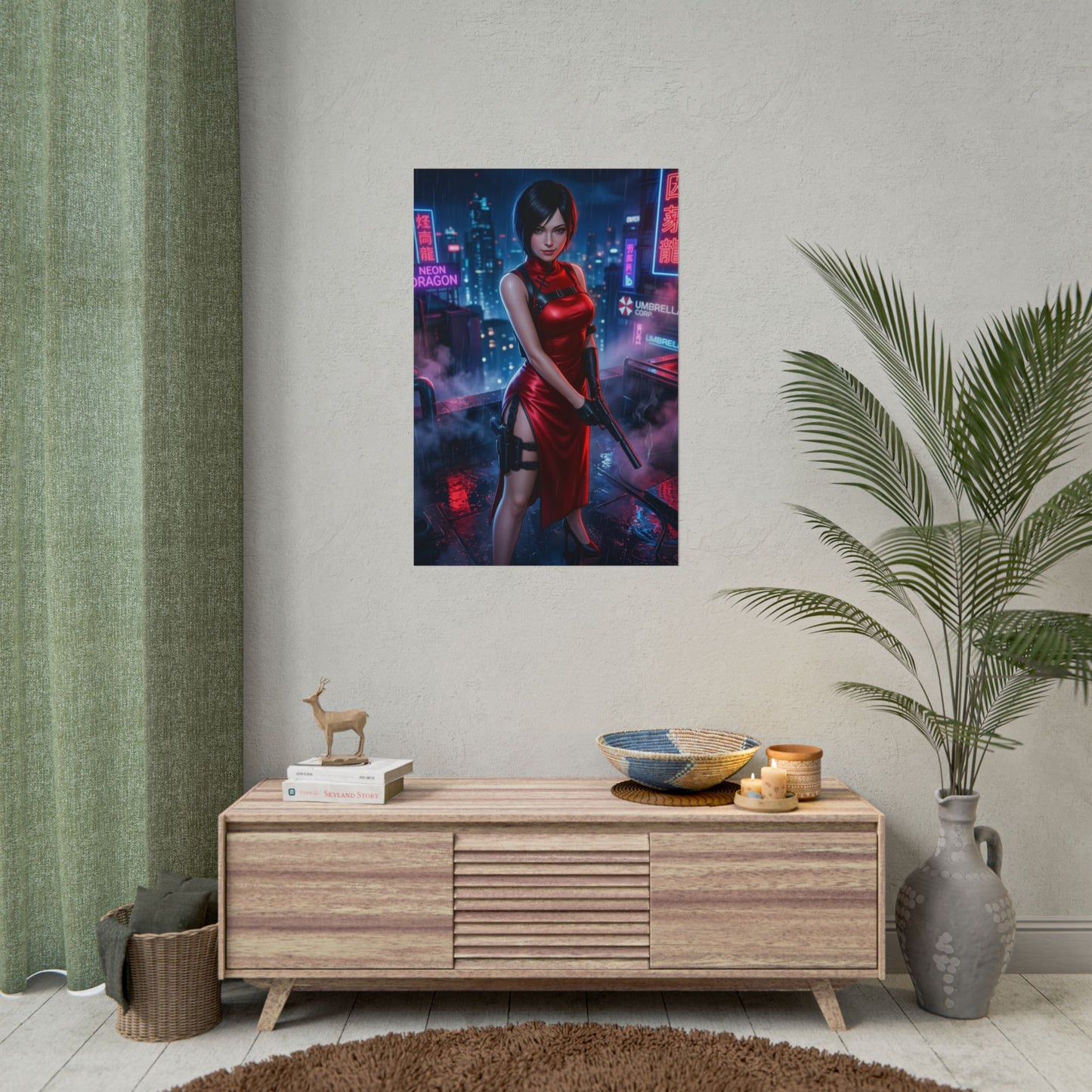 Ada Wong Resident Evil Poster Action Heroine Wall Art Spy Character Print Red Outfit Woman Gaming Room Decor Gift
