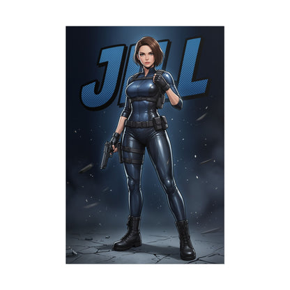 Jill Valentine Poster, Resident Evil Wall Art, Horror Game Print, Action Survivor Decor, Gamer Gift Idea