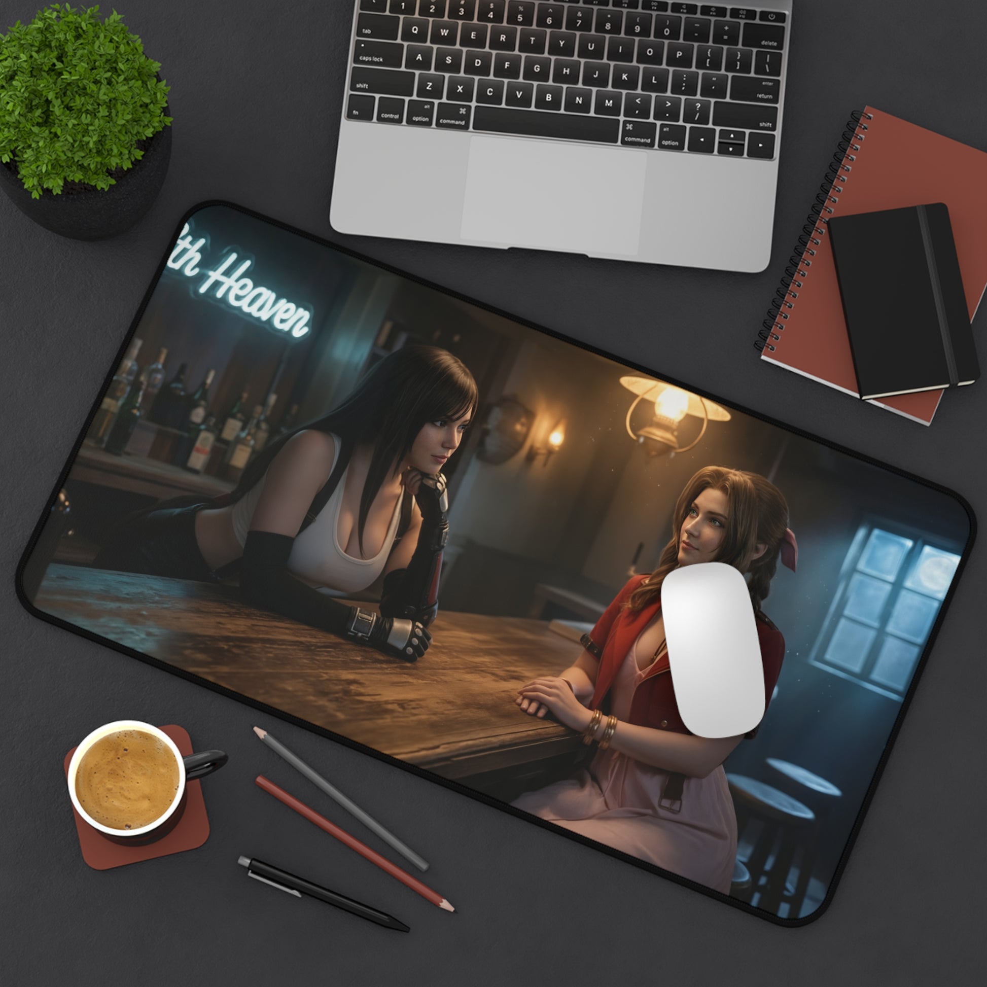Tifa and Aerith Gaming Mouse Pad, Final Fantasy Desk Mat, RPG Heroine Setup — high‑def Tifa and Aerith artwork on premium gaming mouse pad