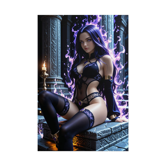 Raven Anime Poster | Dark Waifu Wall Art for Gothic Fantasy Decor