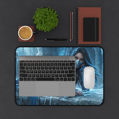Frost Gaming Mouse Pad, Mortal Kombat Desk Mat, Ice Fighter Girl Setup — premium cryomancer artwork desk mat for smooth glide and durable gaming surface