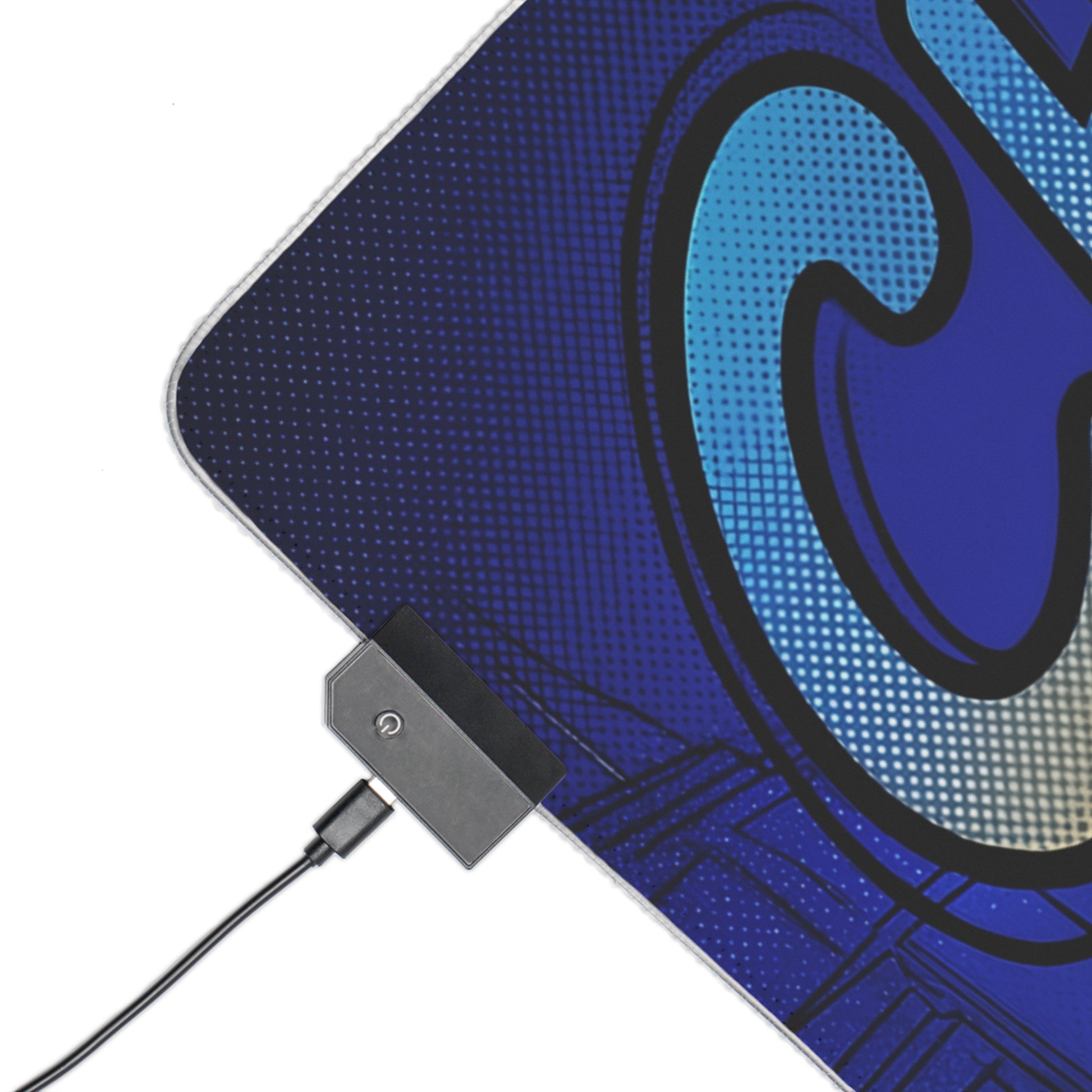 Chun-Li RGB Desk Mat, Fighting Game Gaming Mouse Pad, LED Desk Mat for Gamer Setup – blue character art, USB RGB controller, precision cloth surface