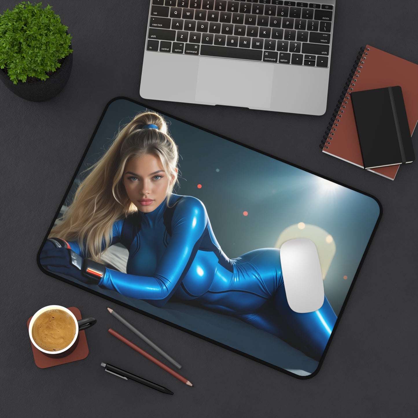 Килимок для столу Samus Aran, килимок для миші Sci-Fi Bounty Hunter, футуристичний ігровий стіл